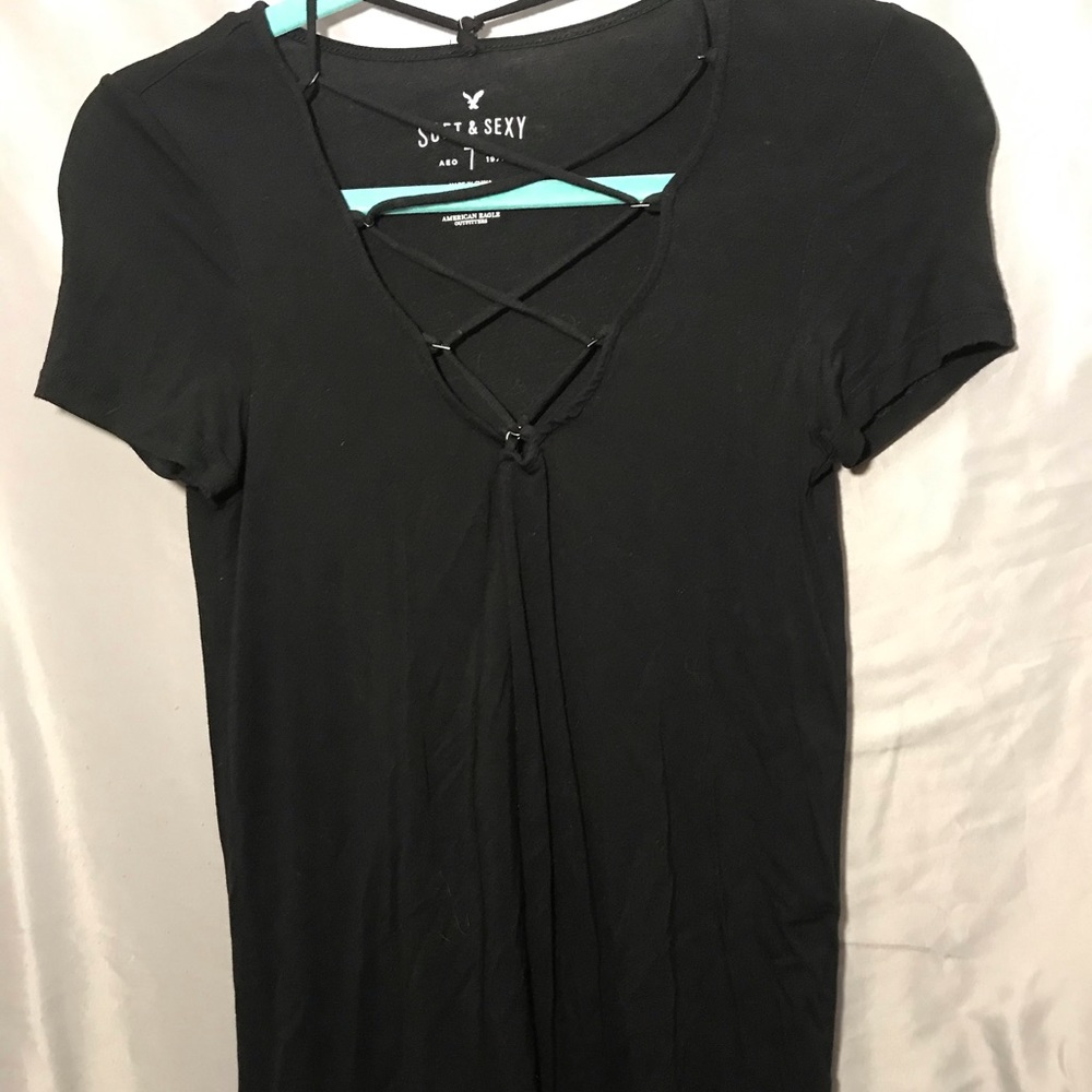 Black Cross Front T-Shirt